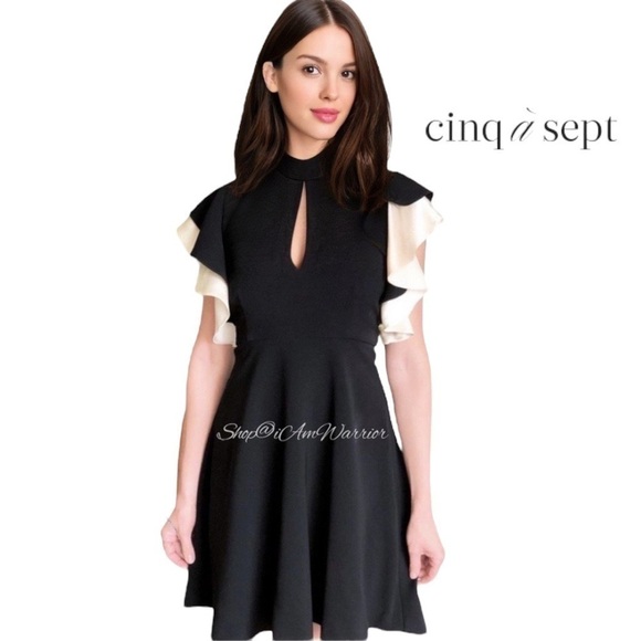 Cinq a Sept NWT ruffle sleeve tie neck mini dress *Shop@iAmWarrior - Picture 3 of 15